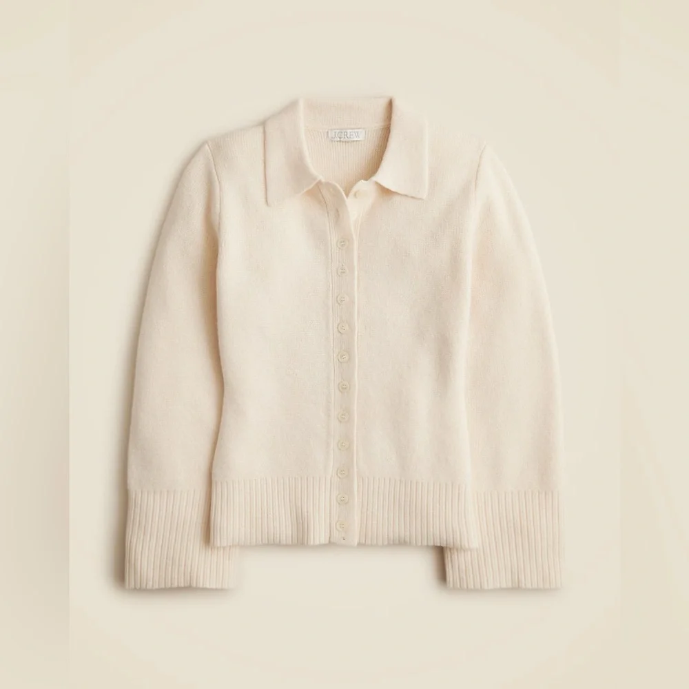 NWT J.Crew Milano-Stitch Cinched-Waist Cardigan in Ivory - Picture 5 of 10